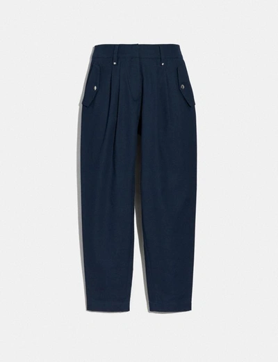 Coach Pleated Trousers In Blue - Size 04 In Color<lsn_delimiter>navy