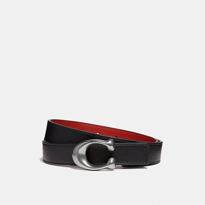 Coach Signature Buckle Reversible Belt, 25mm In Black/1941 Red/nickel