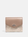 Coach Small Wallet In Colorblock Signature Canvas - Women's In Light Nickel/sand Taupe