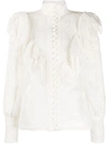 Zimmermann Glassy Embroidered Linen-silk Blouse In White