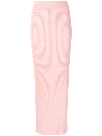 Anna Quan Ruby Ribbed Cotton Maxi Skirt In Pink