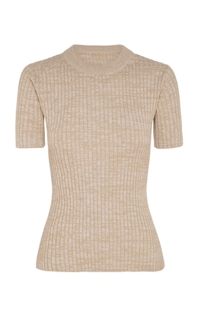 Anna Quan Bebe Ribbed Cotton Top In Beige