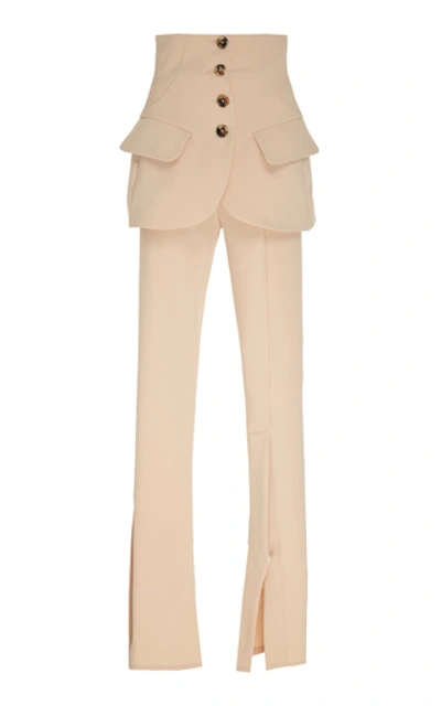 A.w.a.k.e. Peplum-detailed Crepe Trousers In Neutral