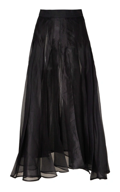 A.w.a.k.e. Pleated Chiffon Midi Skirt In Black