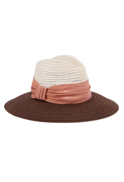 Fabiana Filippi Straw Hat With Bow Detail Beige/brown In Neutrals