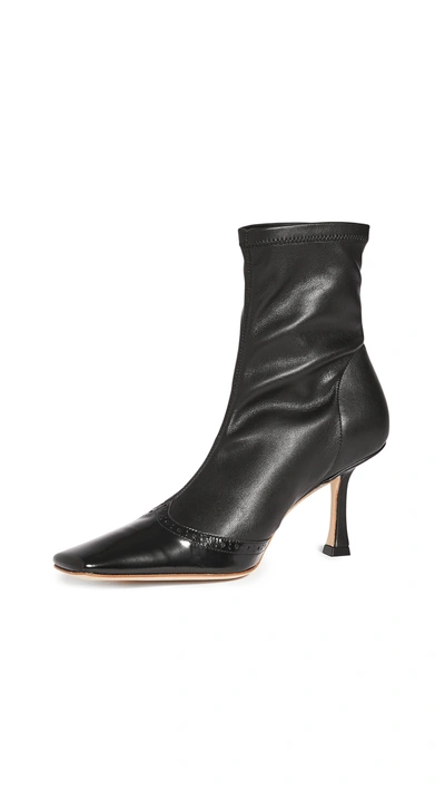 A.w.a.k.e. 'priscilla' Stretch Leather Ankle Boots In Black