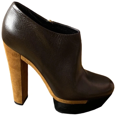 Pre-owned Gucci Leather Ankle Boots In Brown
