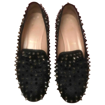 Pre-owned Christian Louboutin Black Leather Flats