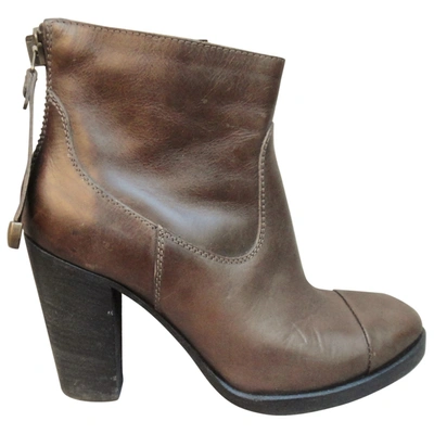 Pre-owned Buttero Leather Ankle Boots In Brown