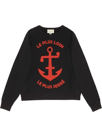 Gucci Heavy Cotton Jersey Sweatshirt W/anchor In Black
