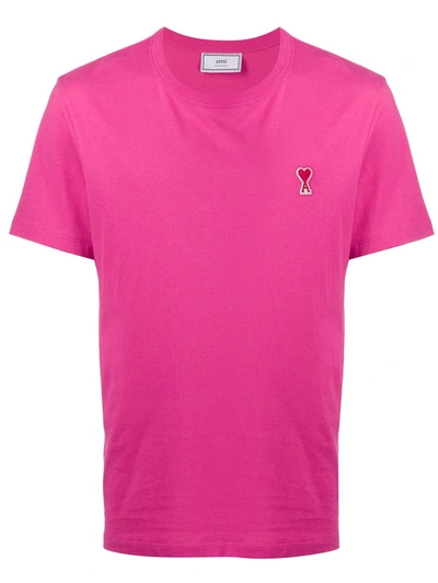 Ami Alexandre Mattiussi Ami De Coeur Patch T-shirt In Pink