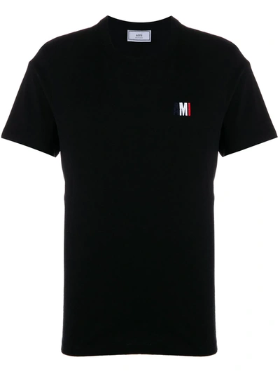 Ami Alexandre Mattiussi Embroidered Logo Crew Neck T-shirt In Black