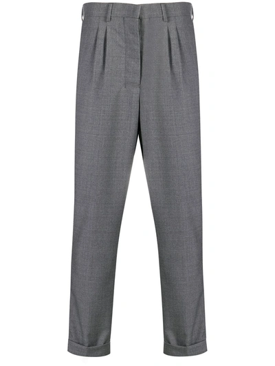 Ami Alexandre Mattiussi Pleated Carrot Fit Trousers In Grey