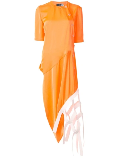 Dawei Asymmetric Midi Dress In Orange
