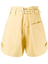 Isabel Marant Ike Cargo Shorts Woth High Waist And Belt In Yellow