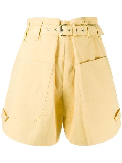 Isabel Marant Ike Cargo Shorts Woth High Waist And Belt In Yellow