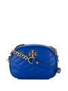 Tory Burch Kira Chevron Shoulder Bag In Blue Leather