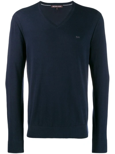 Michael Kors V-neck Sweatshirt In Blue
