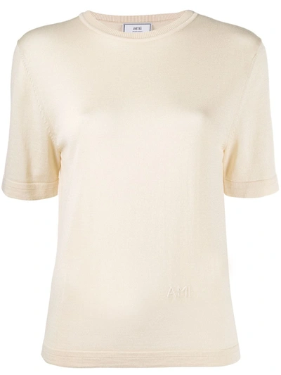 Ami Alexandre Mattiussi Knitted Short-sleeve T-shirt In Neutrals