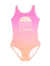 Chloé Teen Gradient One-piece Swimsuit In Pink