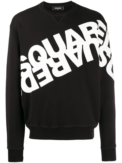 Dsquared2 Mirror Logo Print Cool Jersey Sweatshirt In Black