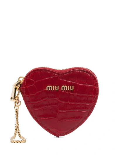 Miu Miu St. Cocco Leather Keychain In Red