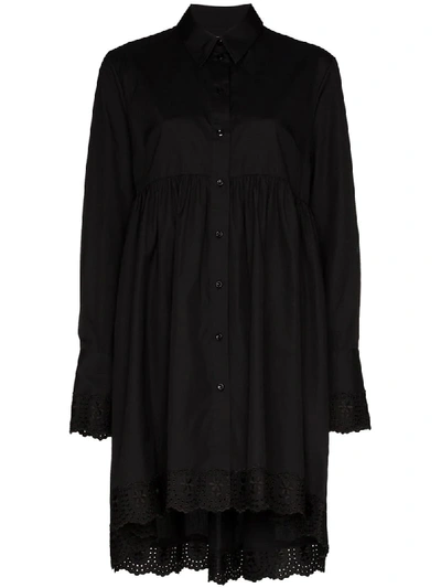 Simone Rocha Embroidered Shirt Dress In Black