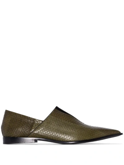 Haider Ackermann Green Babouche Leather Loafers