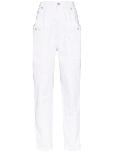 Isabel Marant Kerris Cargo Pocket Tapered Trousers In White