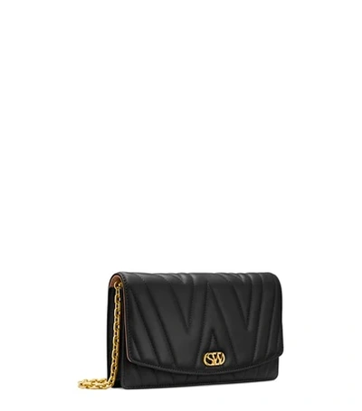 Stuart Weitzman Emelie Quilted Leather Clutch In Black Smooth Nappa