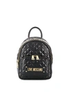 Love Moschino Small Quilted Backpack With Logo In Black