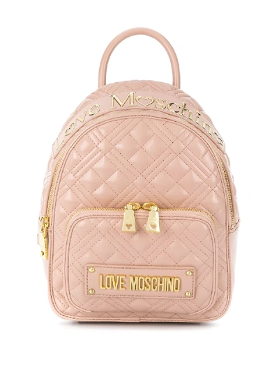 Love Moschino Logo Plaque-embellished Backpack In Pink