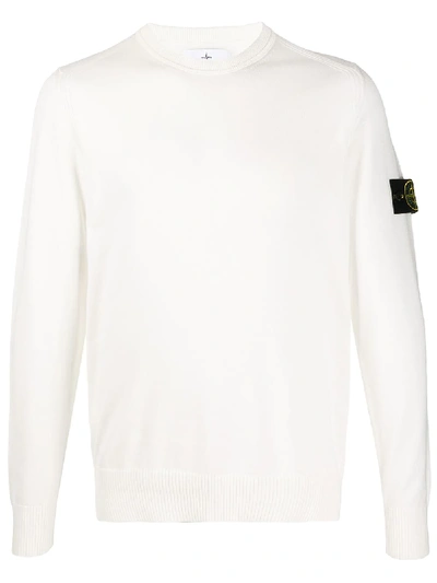 Stone Island Logo Long-sleeve Jumper In White