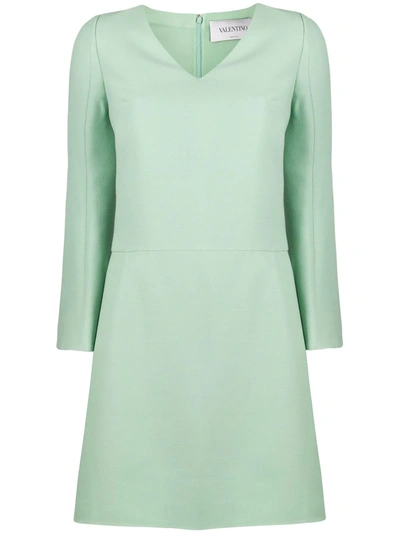 Valentino V-neck Shift Short Dress In Green