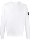 Stone Island Compass Badge Crew-neck Sweatshirt In White