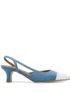 Paris Texas Square-toe Denim Slingback Pumps In Light Denim