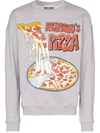 Moschino Pizza Cotton Sweatshirt In Light Grey