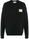 Moschino Cotton Sweatshirt Metal Label In Black