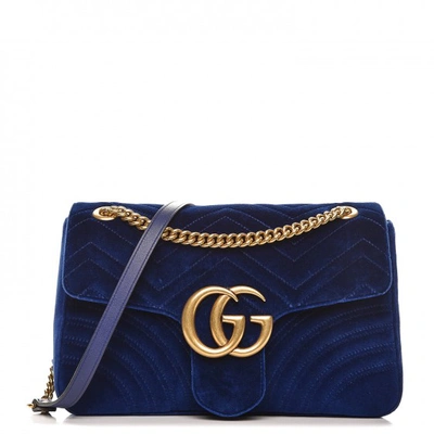 Pre-owned Gucci  Gg Marmont Matelasse Medium Cobalt Blue
