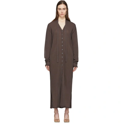 Lemaire Brown Cardigan Dress In 448 Deep Ta