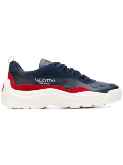 Valentino Garavani Leather Bansi Sneakers In Blue