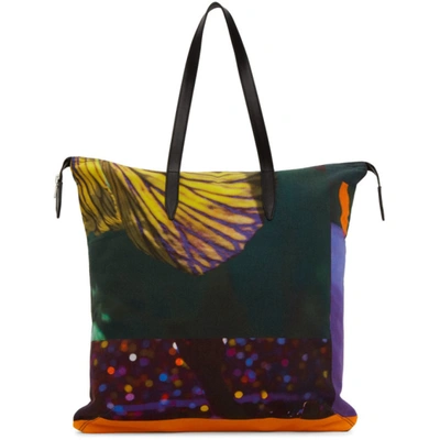 Dries Van Noten Digital Print Top Handle Canvas Tote In Desa