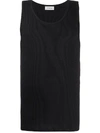 Lemaire Ribbed-knit Cotton-blend Vest In Black