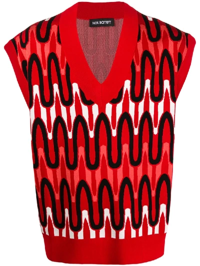 Neil Barrett V-neck Sweater Vest In Red