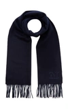 Max Mara Fringed Cashmere Scarf In Navy