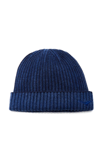 Sease Dinghy Ribbed Cashmere Beanie In Navy