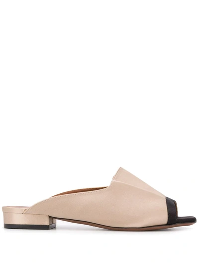 L'autre Chose Two-tone Peep-toe Slides In Neutrals