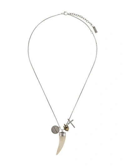 Saint Laurent Multi-charm Necklace In Silver