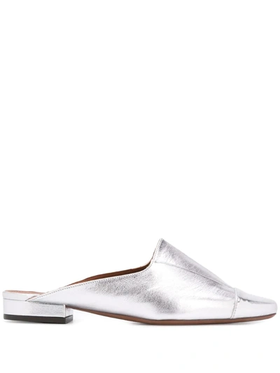 L'autre Chose Metallic Mules In Silver