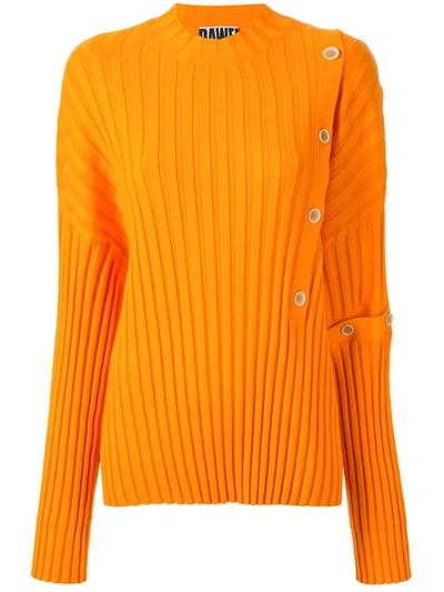 Dawei Buttoned Ribbed Jumper In Orange